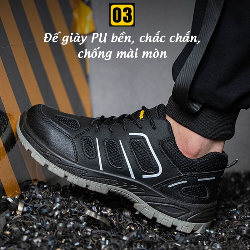 GIÀY BẢO HỘ CHỐNG TĨNH ĐIỆN ESD MŨI THÉP CHỐNG ĐẬP, CHỐNG ĐÂM XUYÊN, THOÁNG KHÍ, NHẸ (MÃ 286__829 ĐEN)