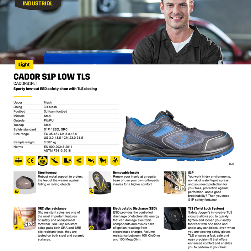 GIÀY BẢO HỘ JOGGER CADOR S1P LOW TLS ESD