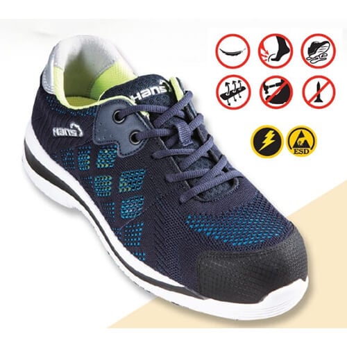 GIÀY BẢO HỘ LAO ĐỘNG SIÊU NHẸ HÀN QUỐC HANS HS90 DÁNG THỂ THAO