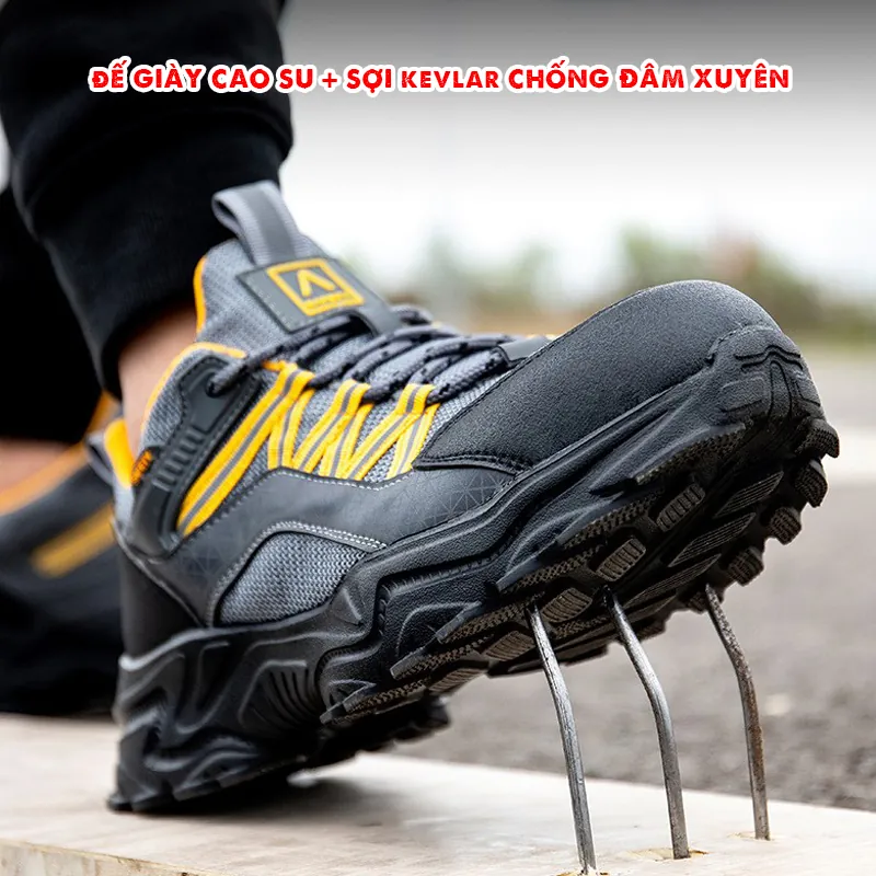 GIÀY BẢO HỘ NAM ĐẸP DÁNG THỂ THAO CỰC NHẸ THOÁNG KHÍ MŨI THÉP CHỐNG VA ĐẬP CHỐNG ĐÂM XUYÊN (MÃ 688)