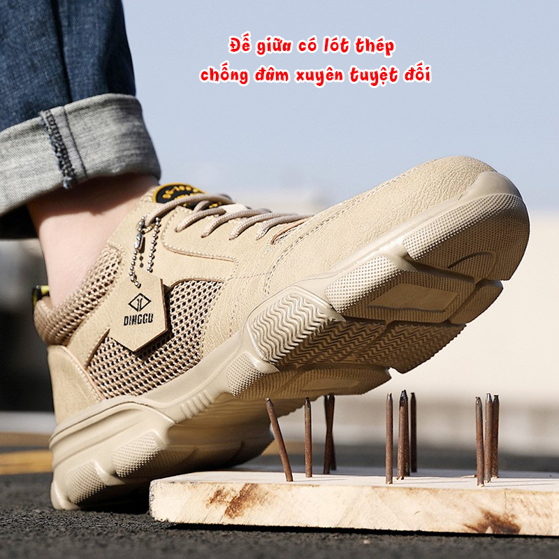 GIÀY BẢO HỘ NHẸ CHO NAM CHỐNG VA ĐẬP CHỐNG ĐÂM THỦNG MŨI GIÀY BẰNG THÉP