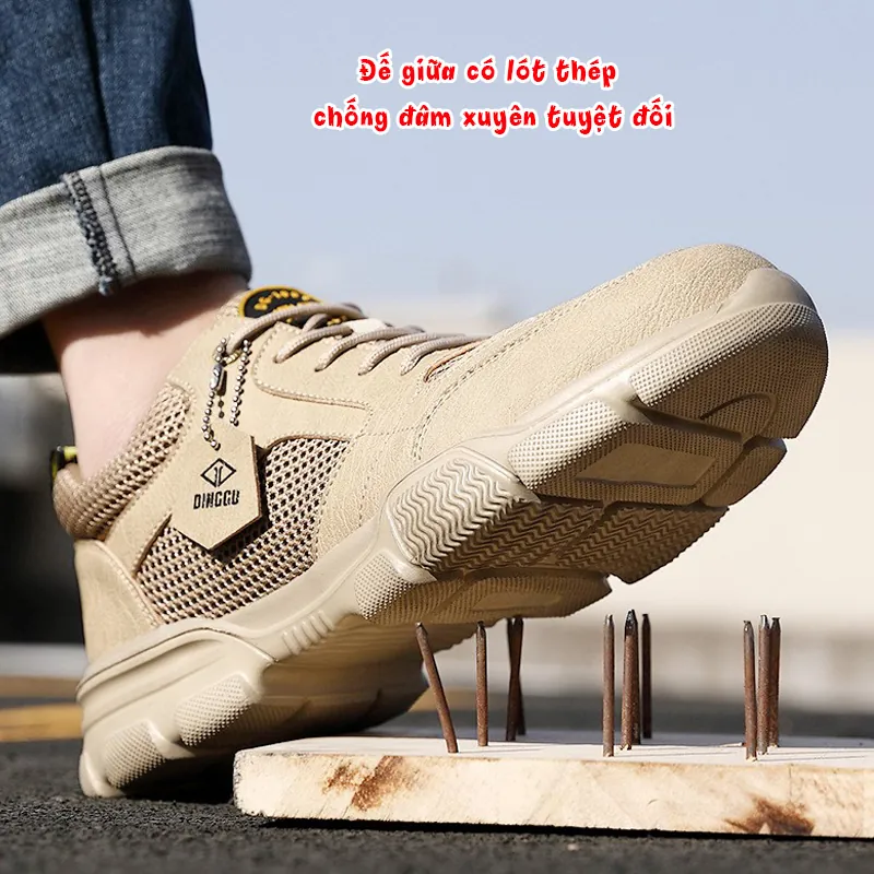 GIÀY BẢO HỘ NHẸ CHO NAM CHỐNG VA ĐẬP CHỐNG ĐÂM THỦNG MŨI GIÀY BẰNG THÉP