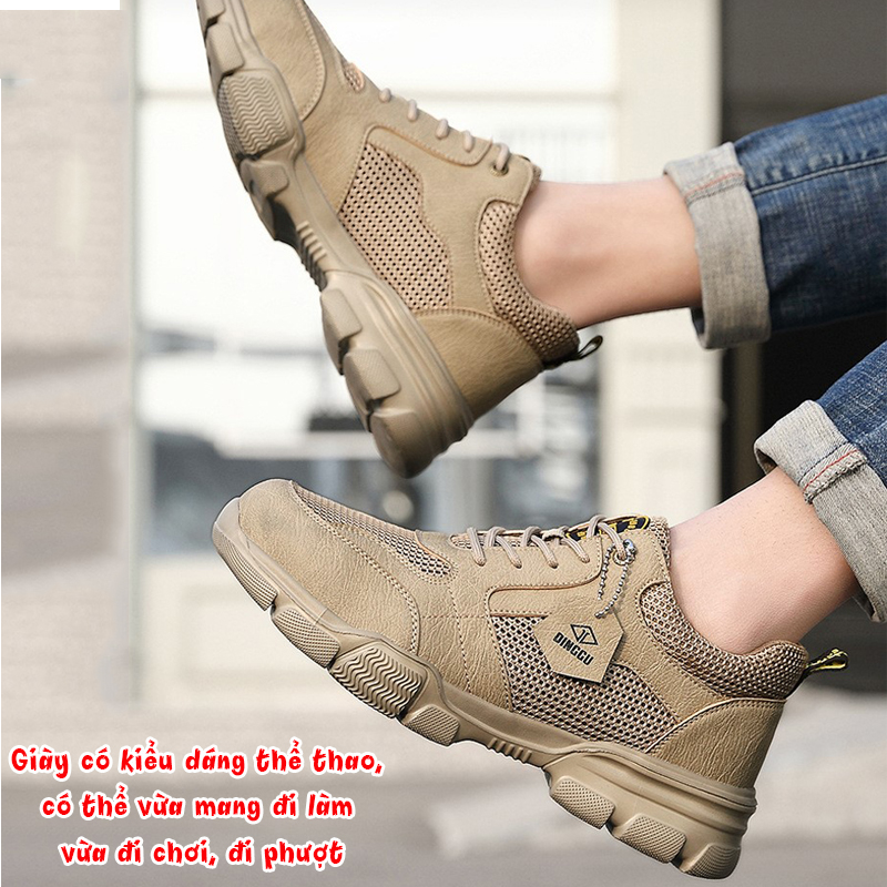 GIÀY BẢO HỘ NHẸ CHO NAM CHỐNG VA ĐẬP CHỐNG ĐÂM THỦNG MŨI GIÀY BẰNG THÉP