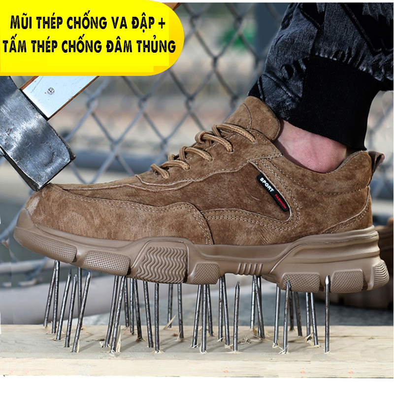 GIÀY BẢO HỘ THỂ THAO TPHCM CHO NAM MŨI THÉP ĐẾ THÉP CHỐNG VA ĐẬP + ĐÂM XUYÊN (MÃ 255)