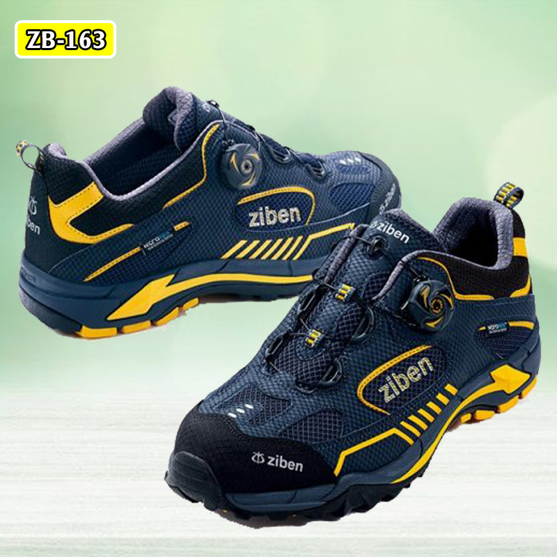 GIÀY BẢO HỘ ZIBEN 163 HÀN QUỐC NHẬP KHẨU KIỂU DÁNG THẤP CỔ CHẤT LIỆU VẢI DỆT THOÁNG KHÍ + DA XỊN MŨI THÉP ĐẾ THÉP