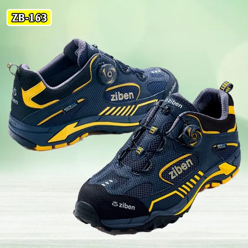 GIÀY BẢO HỘ ZIBEN 163 HÀN QUỐC NHẬP KHẨU KIỂU DÁNG THẤP CỔ CHẤT LIỆU VẢI DỆT THOÁNG KHÍ + DA XỊN MŨI THÉP ĐẾ THÉP
