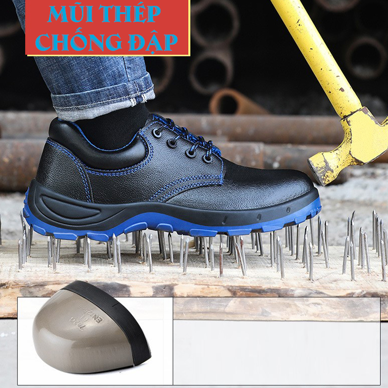 GIÀY CHỐNG ĐINH BẢO HỘ CHẤT LIỆU DA BÒ, THOÁNG KHÍ, NHẸ, CHỐNG DẬP NGÓN, CÁCH ĐIỆN 6KV