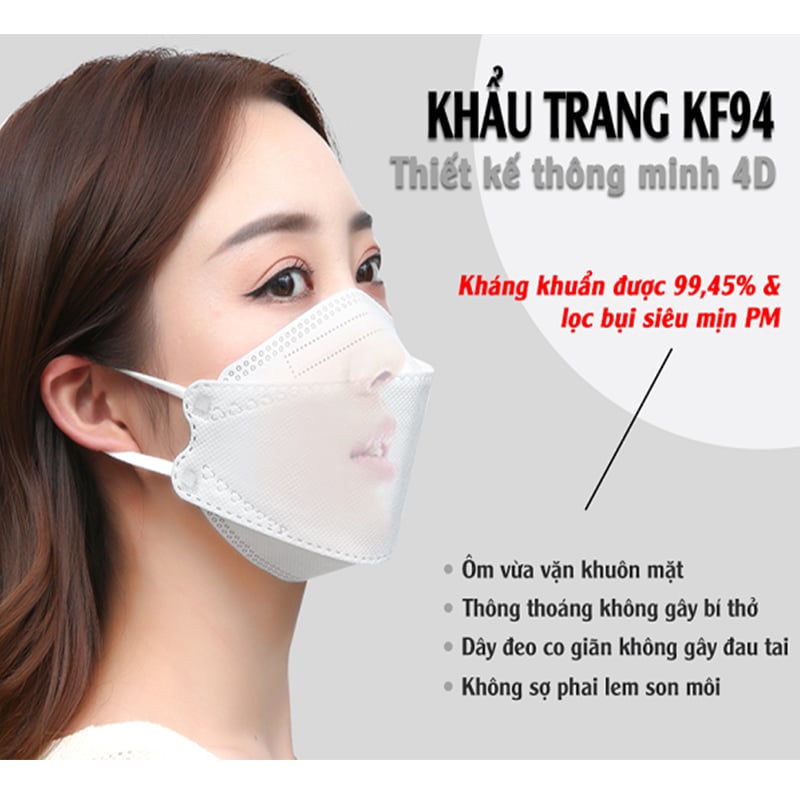 Khẩu Trang Con Cá KF94 4D Mask Kháng Khuẩn, Chống Bụi