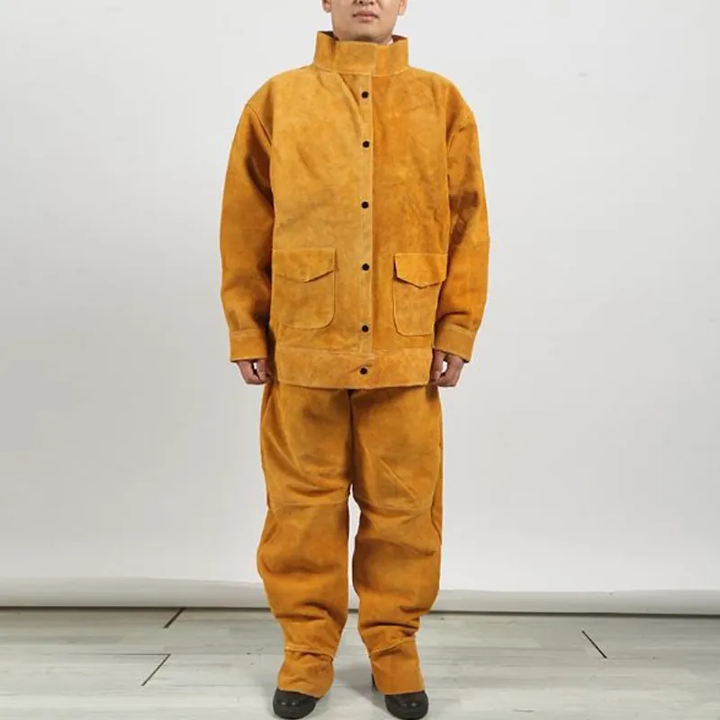 Bộ quần áo thợ hàn da bò Chịu Nhiệt Độ Cao Chất Liệu Da xịn Chống Cháy, Chống Mài Mòn