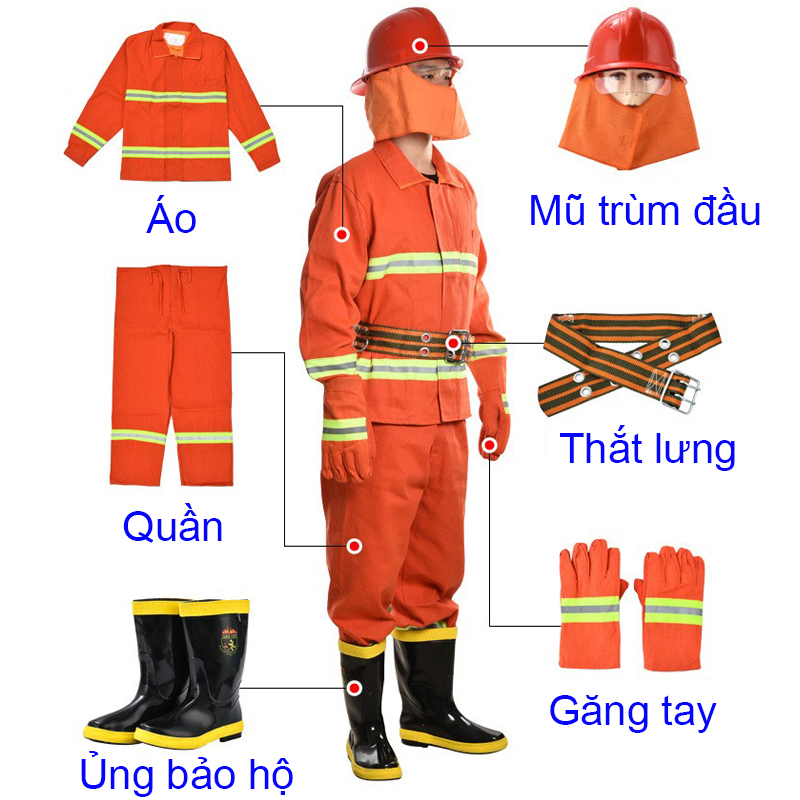 Quần Áo Chữa Cháy 6 Món Chịu Nhiệt 200-300℃, Chịu Được Ngọn Lửa Trần 2-7s