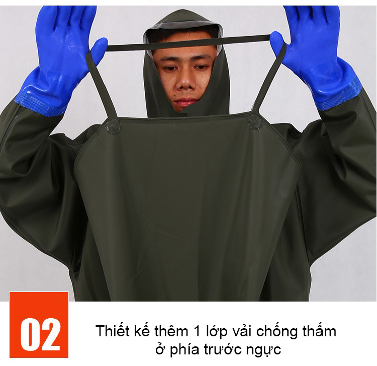 Quần Liền Ủng Lội Nước Có Mũ Trùm Đầu Chống Thấm Nước Toàn Thân