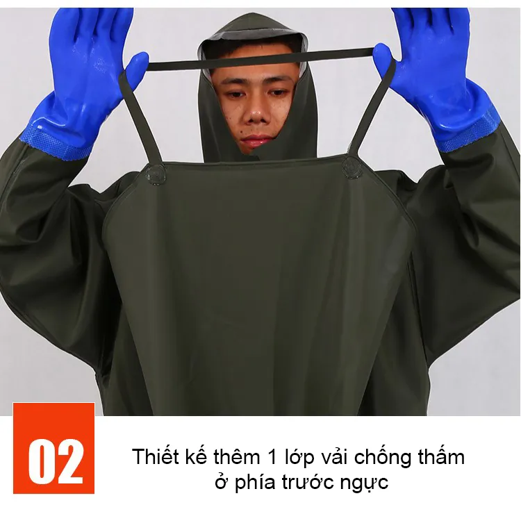 Quần Liền Ủng Lội Nước Có Mũ Trùm Đầu Chống Thấm Nước Toàn Thân
