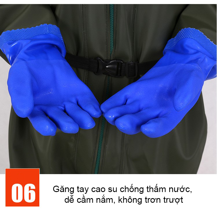 Quần Liền Ủng Lội Nước Có Mũ Trùm Đầu Chống Thấm Nước Toàn Thân